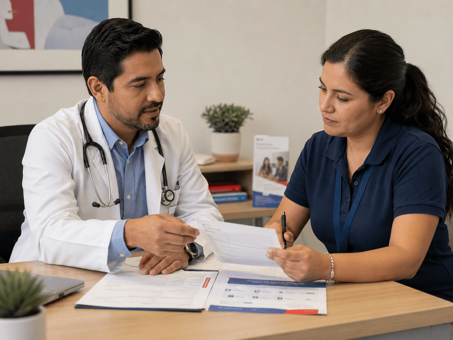 A doctor and a FairMeds coordinator reviewing a patient case